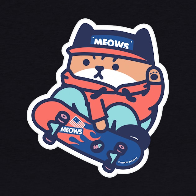 Red and Blue Skater Cat by meowproject